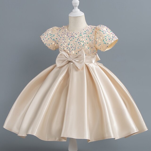 Wedding Short Sleeve Sequin Girls' Dress Toddler Party