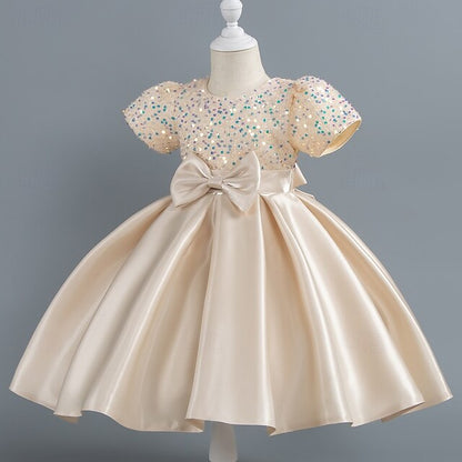 Wedding Short Sleeve Sequin Girls' Dress Toddler Party