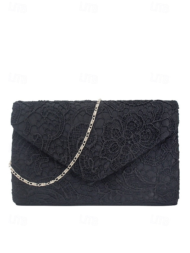 Women's Chain Clutch Evening Strap Bag with Lace