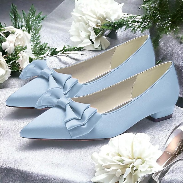 Wedding Flats Party Pointed Heel Low Bowknot Women's Shoes