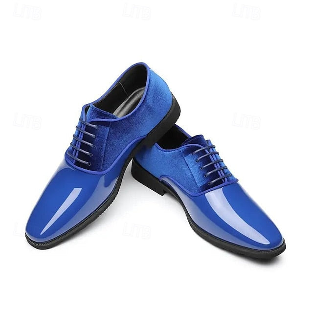 Velvet Shoes White Men's and Glossy Blue Finish with