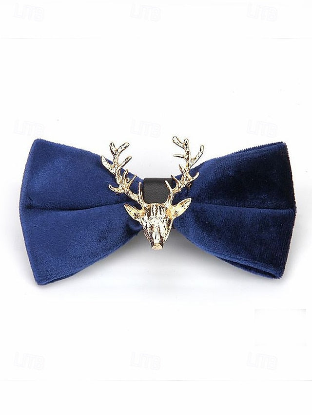 Bow with Velvet Pin Men's Deer Tie Gold Head