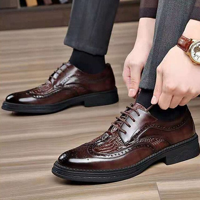 Crocodile Shoes - Brogue Men's Oxford Leather Brown