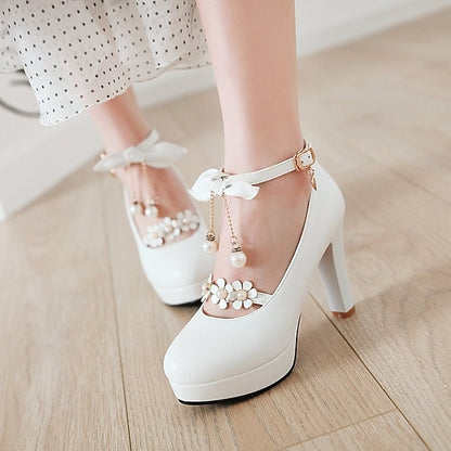 White Jane �?Platform Heels Girls' Elegant Mary Wedding