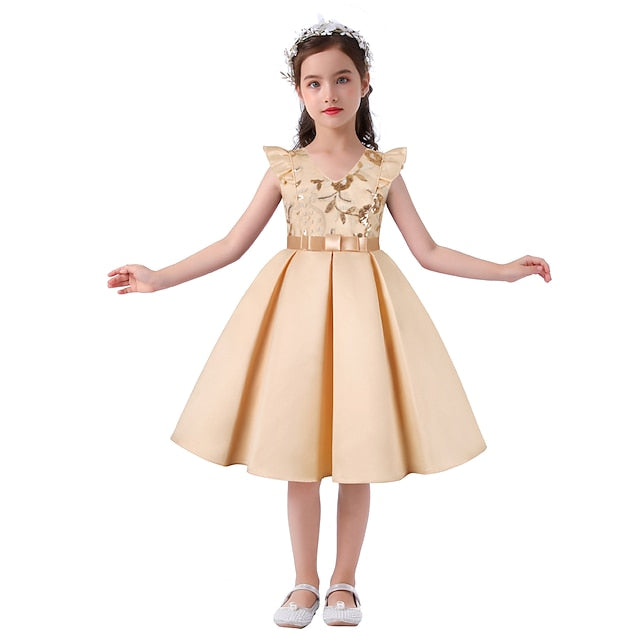 Kids Dress Sleeveless Formal Color Girls' Party Solid