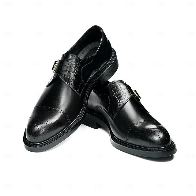 First Black Men's Monk Strap Genuine Leather Shoes
