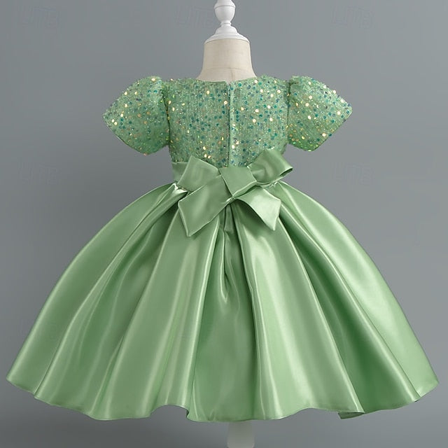 Wedding Short Sleeve Sequin Girls' Dress Toddler Party