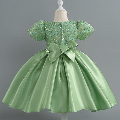 Wedding Short Sleeve Sequin Girls' Dress Toddler Party