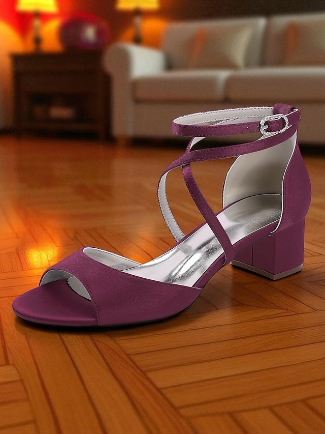 Ankle with Block Heel Satin Elegant Sandals Women's Strap -