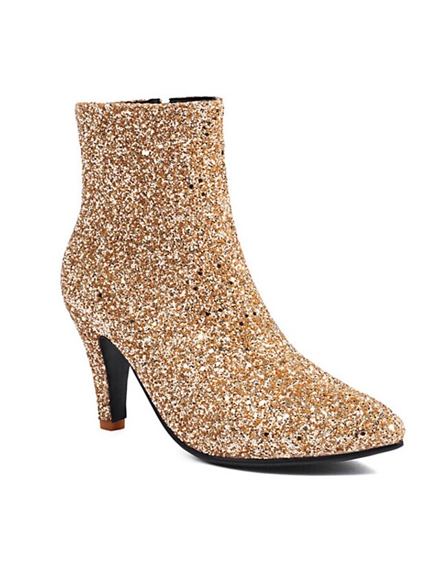 Women's Heel Boots High Red Ankle Sparkly – Glitter