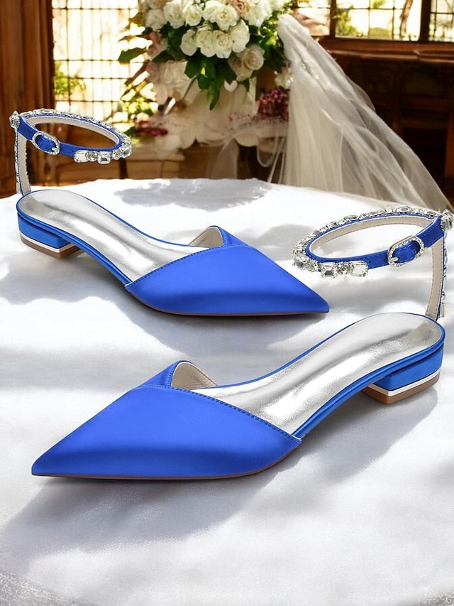Shoes – Wedding Satin Black with Strap Crystal-Ankle Chic