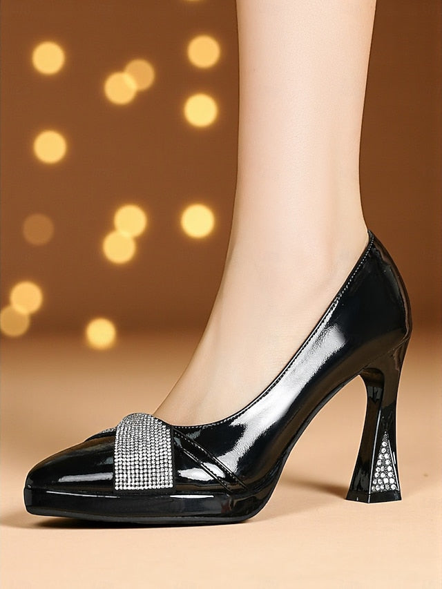 Burgundy Heels Patent with Pointed Women's Leather Toe