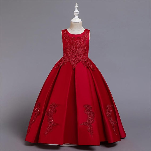 Girls' Flower Dress Party Evening Girl Gown