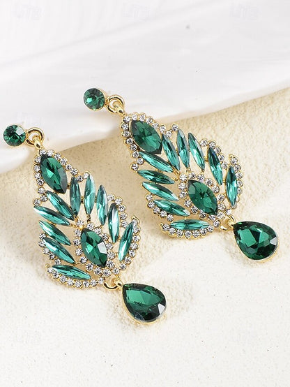 Earrings Green Women's – Drop Crystal Emerald