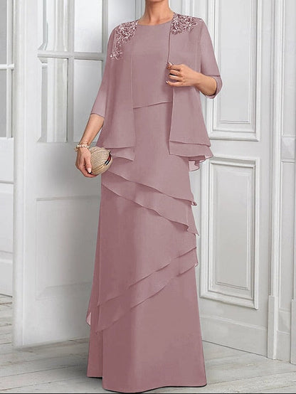 Piece Formal Elegant Mother Dress the A-Line of Suit Two Bride