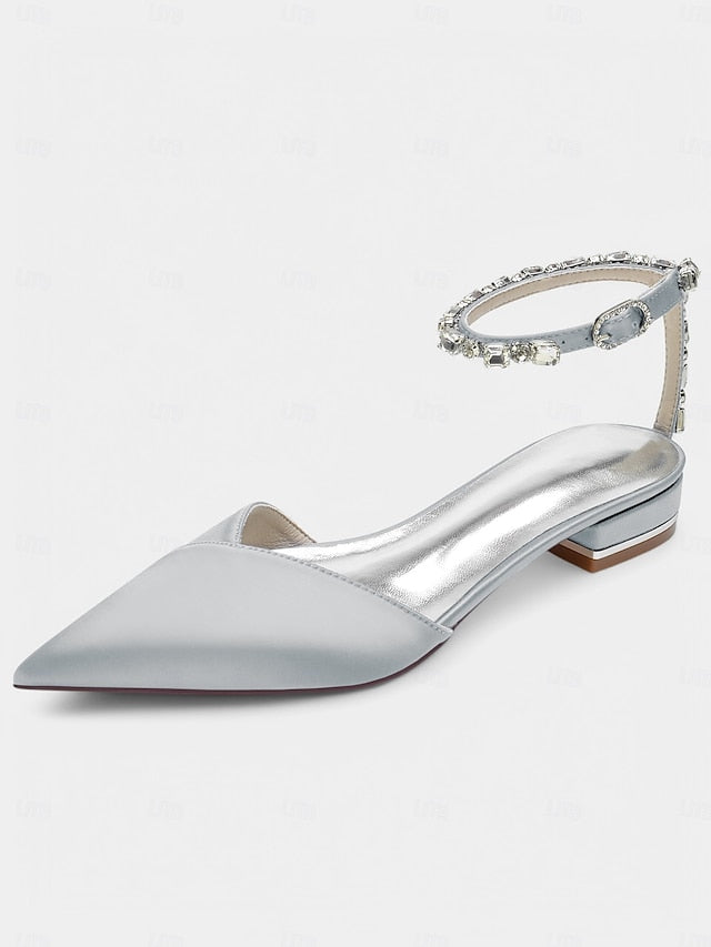 Shoes – Wedding Satin Black with Strap Crystal-Ankle Chic