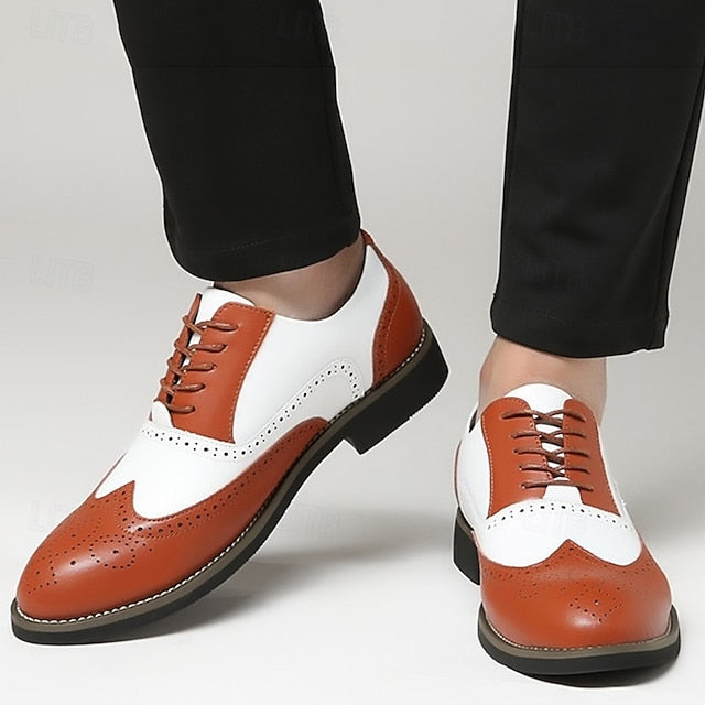 Brogue White Shoes Oxford Two-Tone Wingtip Men's in