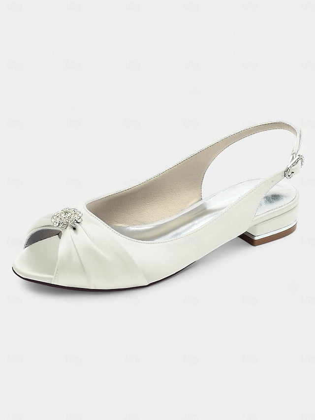 Wedding Crystal Satin with Women's Slingback Heels