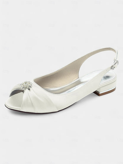 Wedding Crystal Satin with Women's Slingback Heels