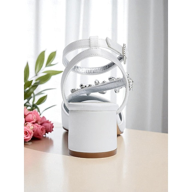 Women's Rhinestone Purple with Satin Pumps Heel Block