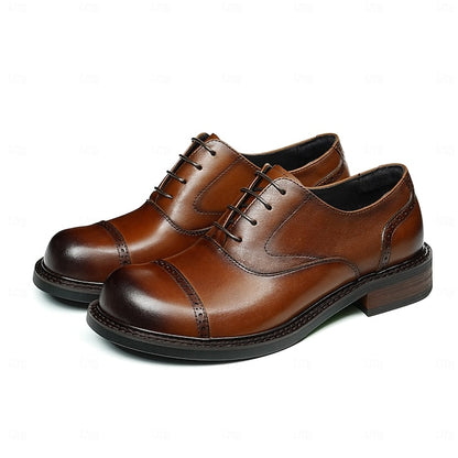 Cap Men's Leather Shoes- Toe First Genuine Oxford