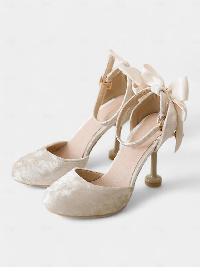 with Mary Big Heels Bow Velvet and Burgundy Jane Women's