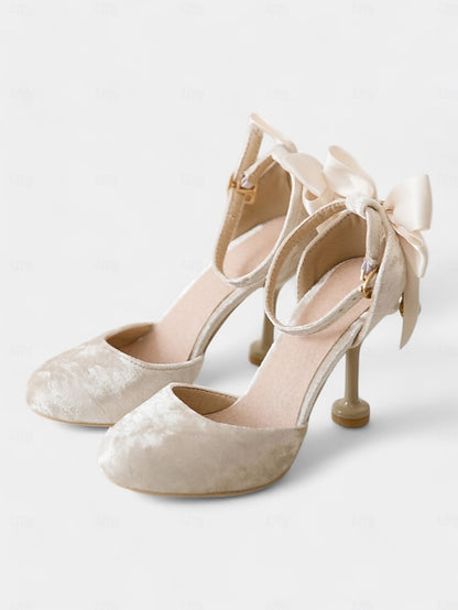 with Mary Big Heels Bow Velvet and Burgundy Jane Women's