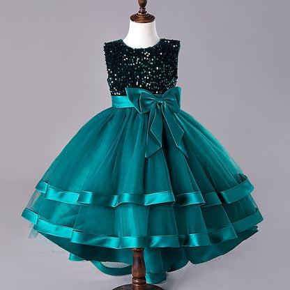 Party Sequin Wedding Kids Festival Girls' Sleeveless Dress