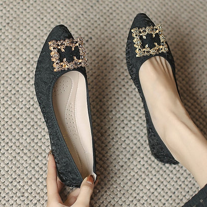 - Wedding Crystal Foldable Floral Flats Embellished Women's