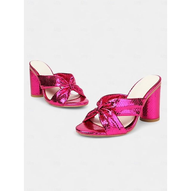 Bridal Women's Bow Metallic – Design with Mules Pink