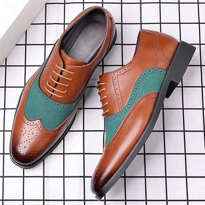 and Wingtip Two-Tone Oxford Shoes Green – Brown Men's in
