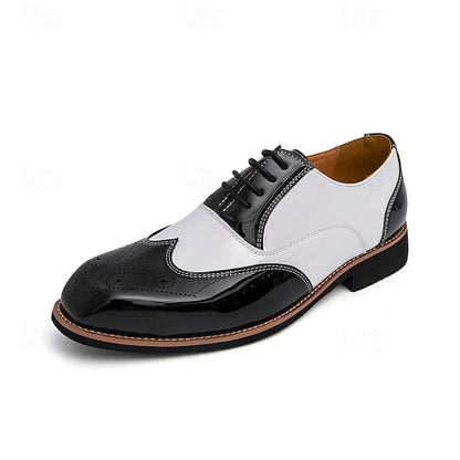Men's and Leather Black Patent Gold Oxford with Shoes