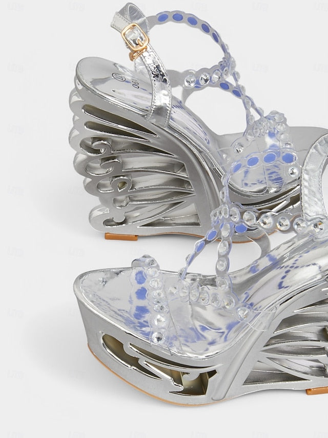 Silver Women – Rhinestone for Elegant Sandals Stiletto Dance