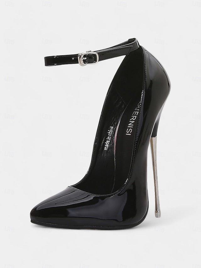 Ankle Red Women's with Patent Stiletto Heels Leather Strap