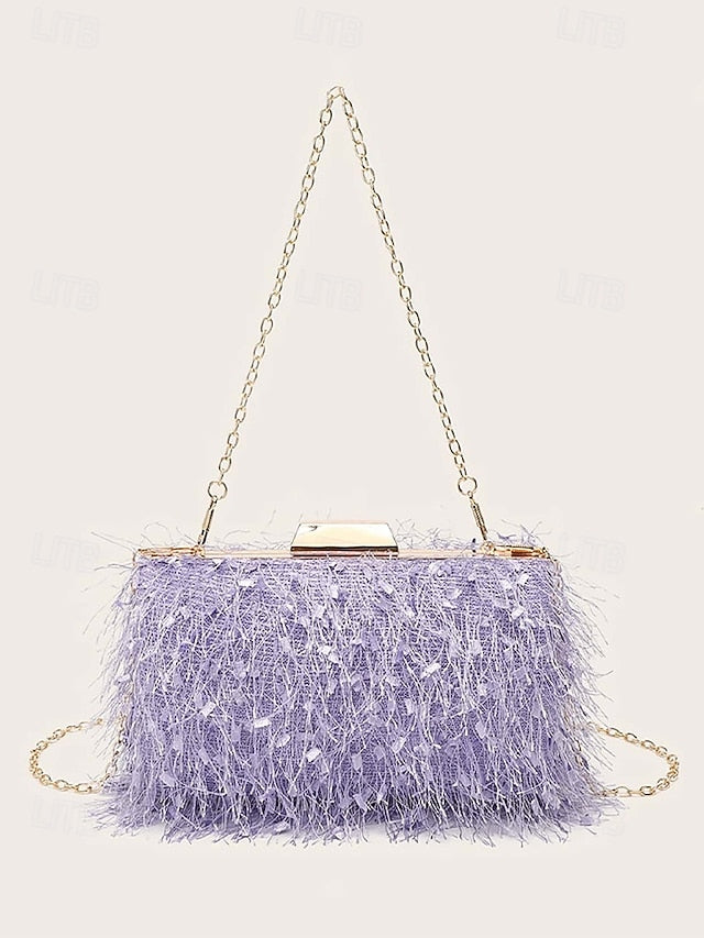 Chain Women's with Clutch Strap Feathered Chic Evening
