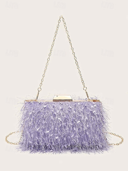 Chain Women's with Clutch Strap Feathered Chic Evening