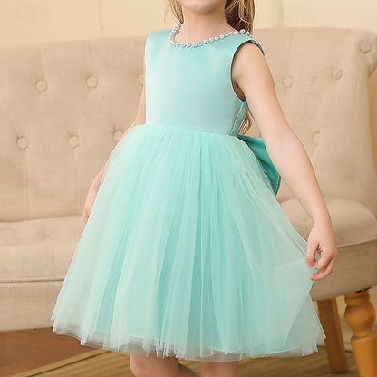Color Solid Kids Wedding Girls' Party Sleeveless Dress