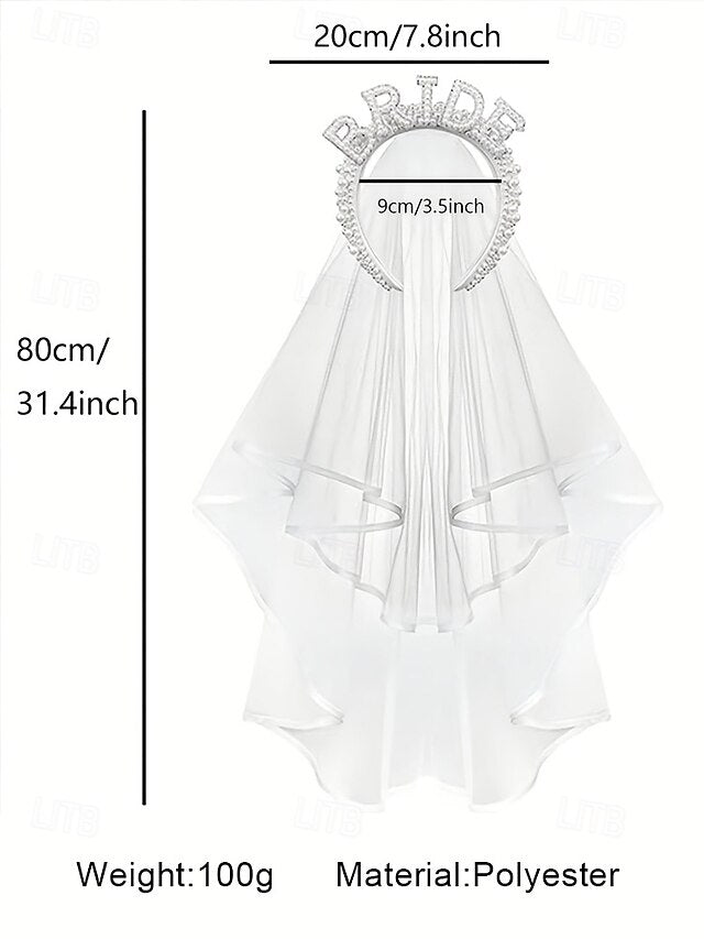 Veil Headband with 'BRIDE' Pearl-Embellished –