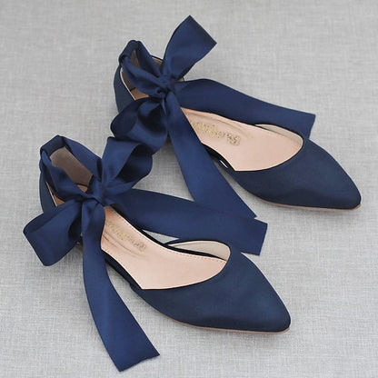 Comfortable Ballet Ribbon Satin Tie – Women's Flats