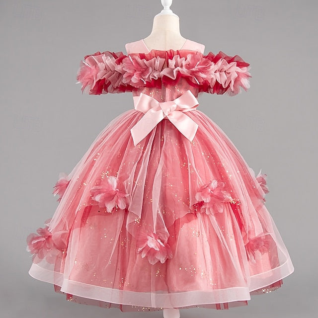 Wedding Flower Short Sleeve Girls' Party Special Kids Dress