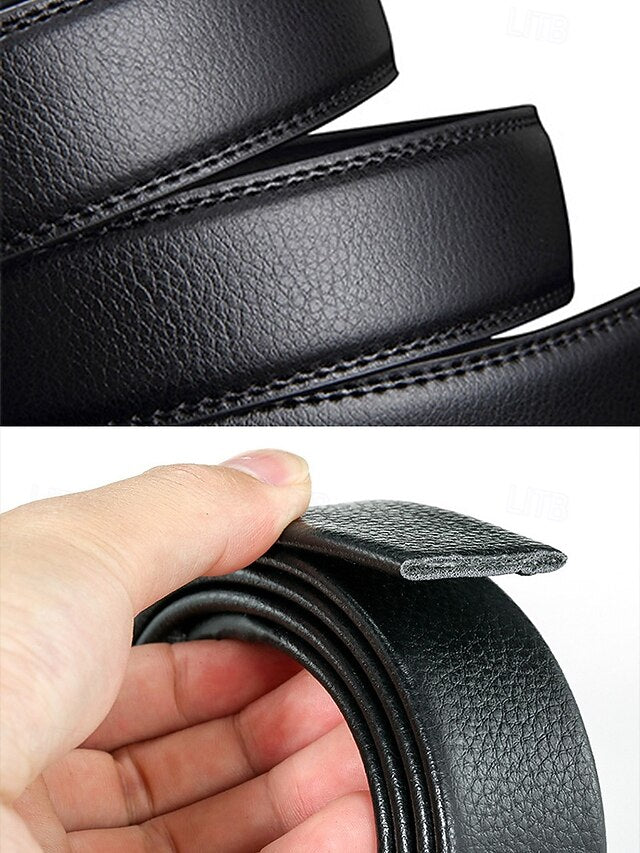 Metal Adjustable Men's Black Elegant with Leather Belt