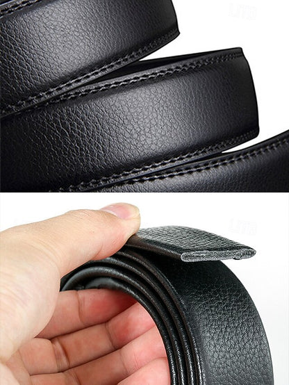 Metal Adjustable Men's Black Elegant with Leather Belt