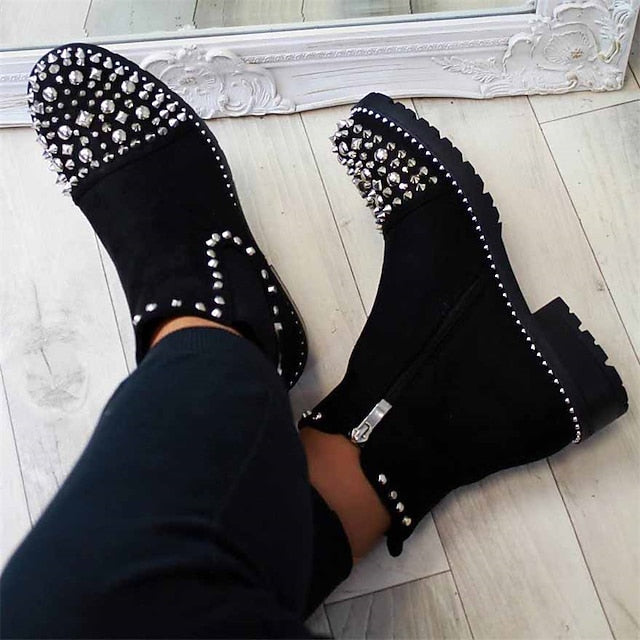 Ankle Chelsea Studded Black – Chunky Boots Sole Women for