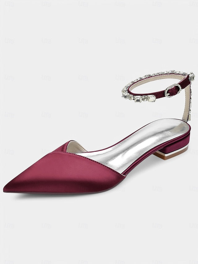 Shoes – Wedding Satin Black with Strap Crystal-Ankle Chic