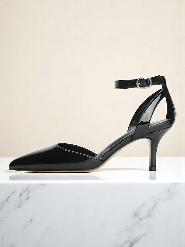 Gold Ankle Strap Glitter Women's Heels