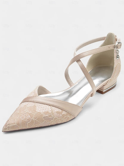 for Low Satin Cross-Strap Lace Heel Overlay Shoes Navy Blue with