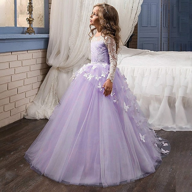 Dress Party Solid First Communion Kids Girls' Color