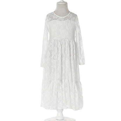 Flower Colored Kids Girl Girls' Long Solid Dress