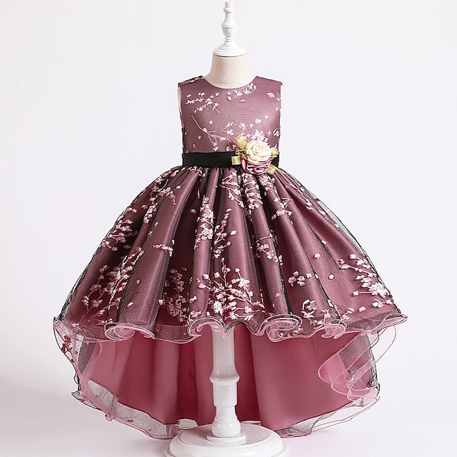 Dress Kids Sleeveless Solid Colored Floral Girls' Wedding