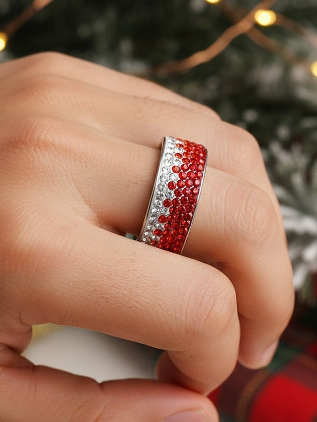 Red Stylish Ring Stainless Steel Christmas Men's –